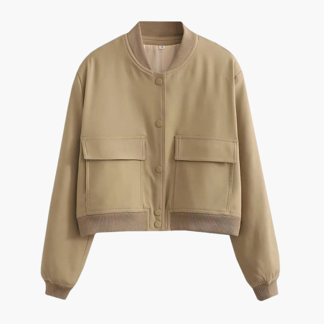 Blouson bomber femme avec fermeture à boutons pression