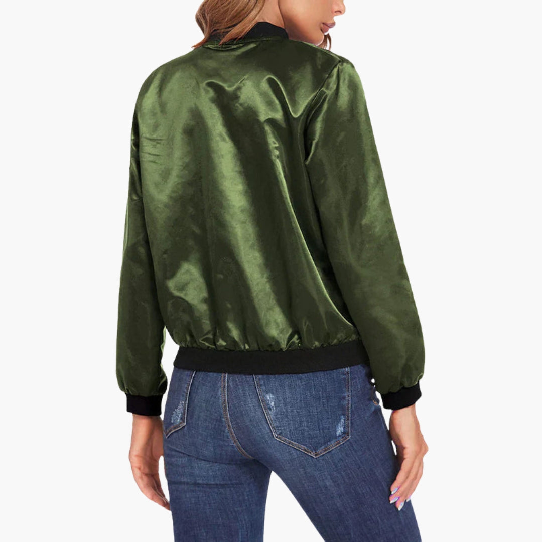 Blouson bomber femme avec finitions côtelées