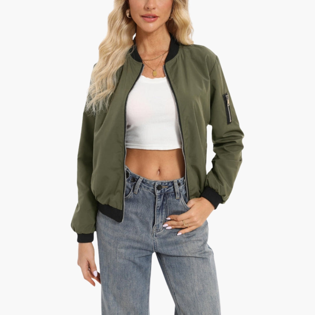 Blouson bomber femme avec fermeture zippée