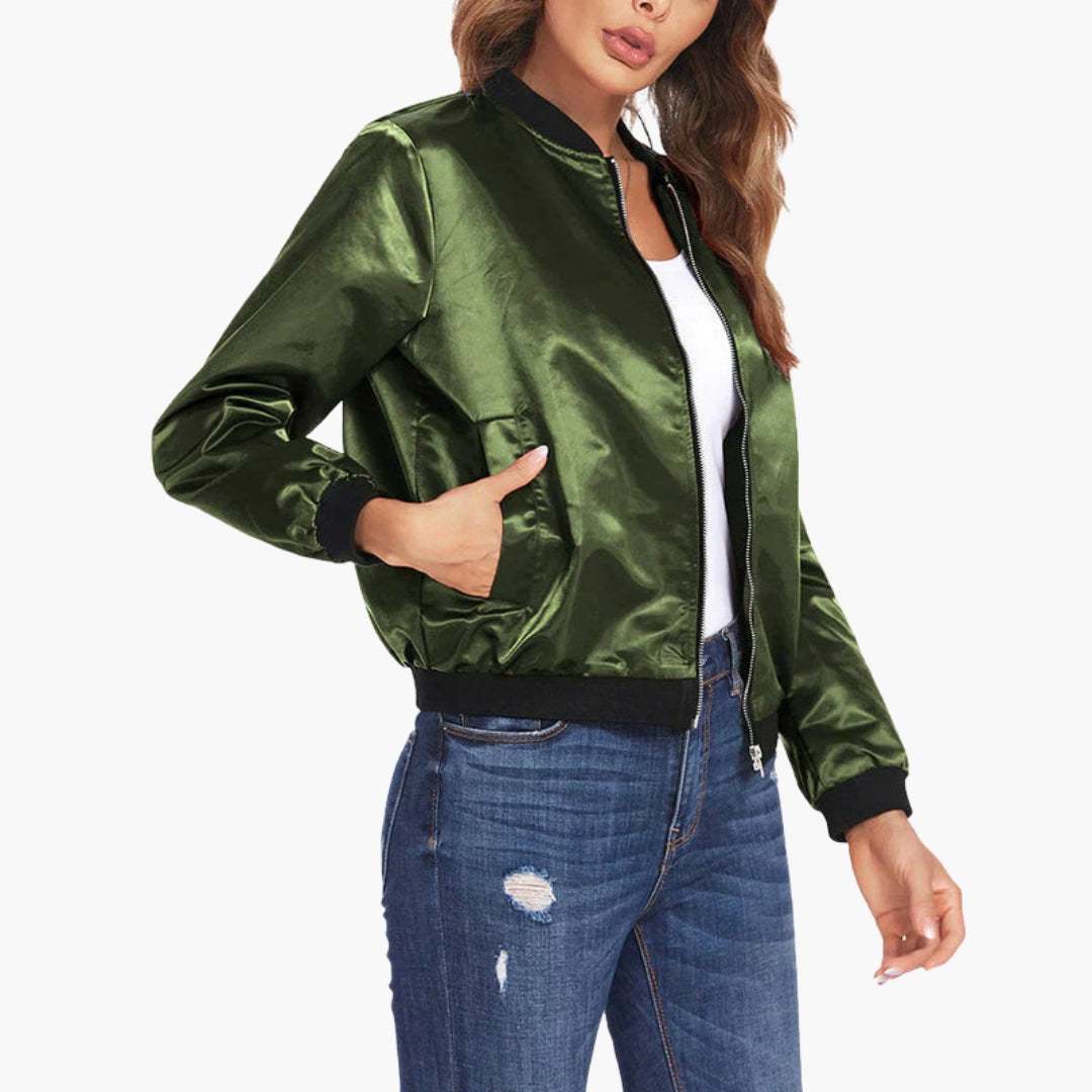 Blouson bomber femme avec finitions côtelées