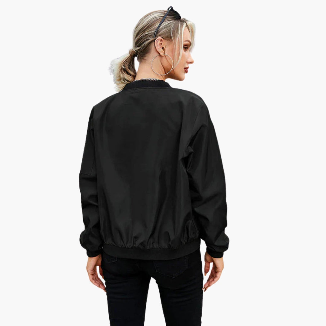 Blouson bomber femme avec finitions côtelées