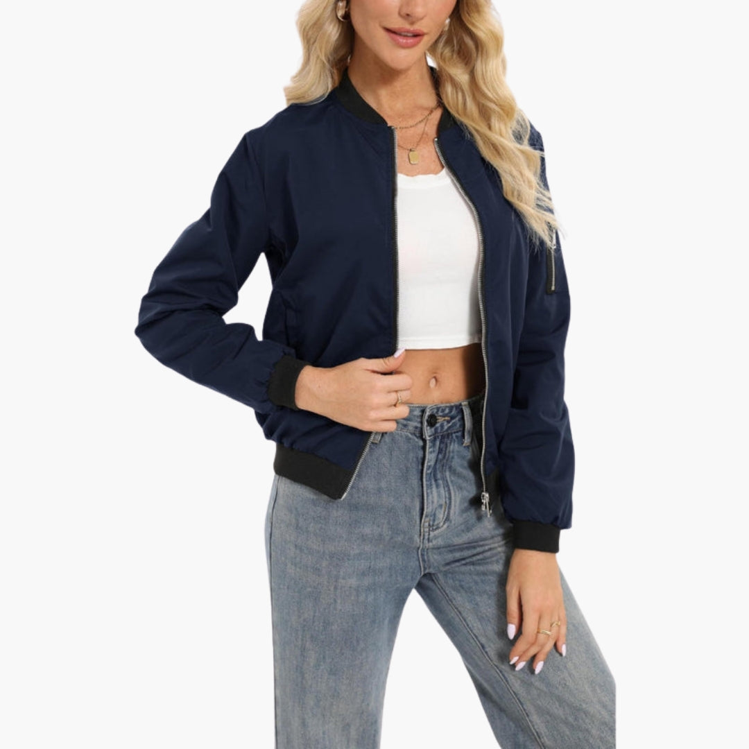 Blouson bomber femme avec fermeture zippée