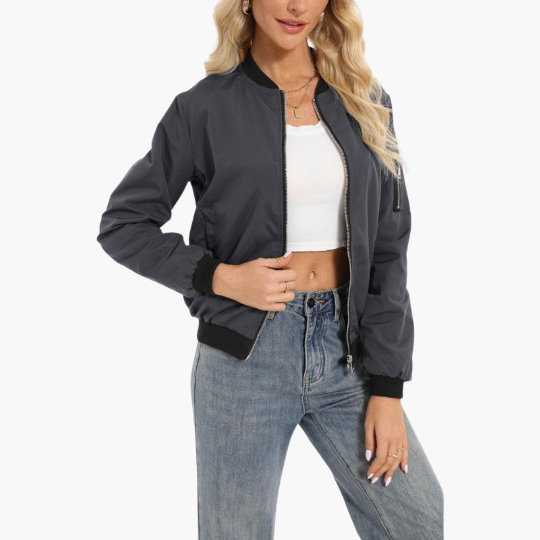Blouson bomber femme avec fermeture zippée