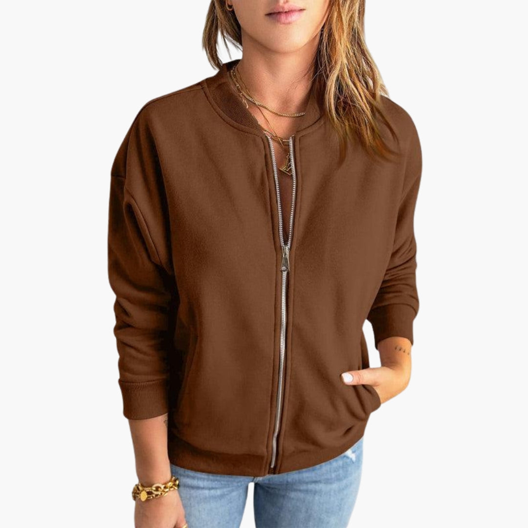 Blouson bomber femme avec poignets côtelés