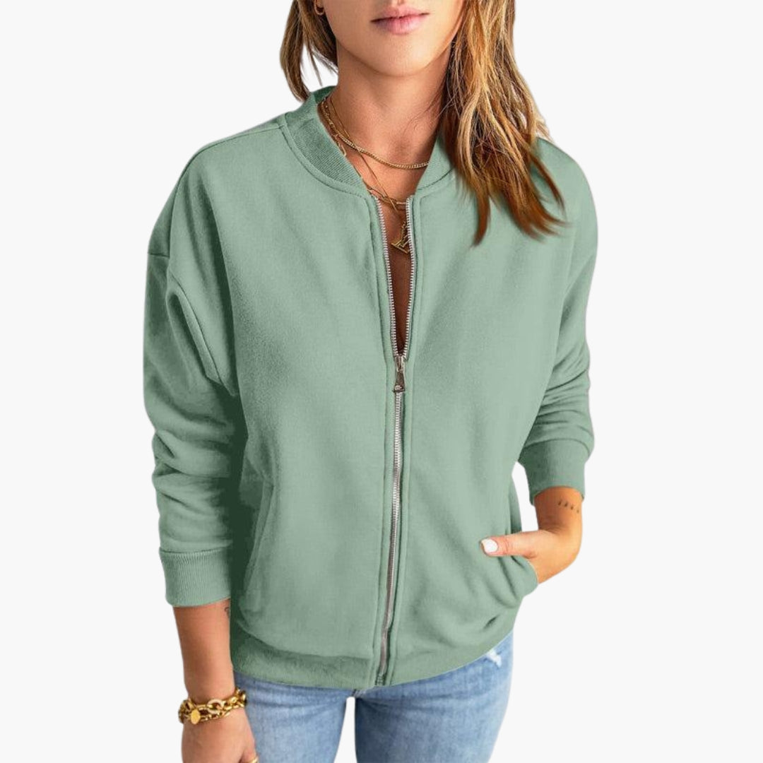 Blouson bomber femme avec poignets côtelés