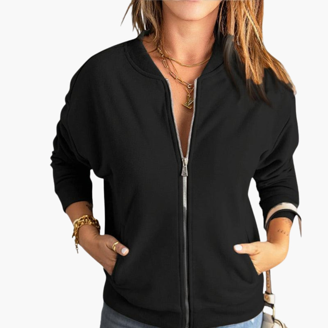 Blouson bomber femme avec poignets côtelés