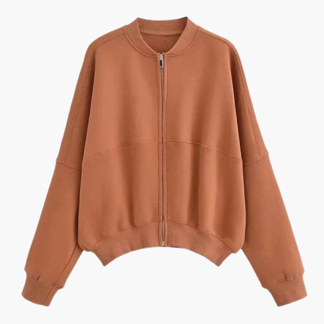 Blusão bomber feminino em polar com fecho de correr
