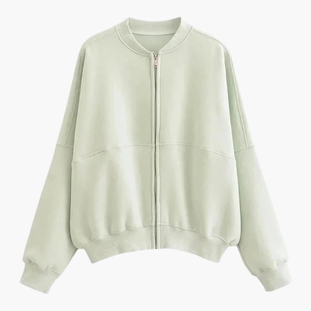 Blusão bomber feminino em polar com fecho de correr