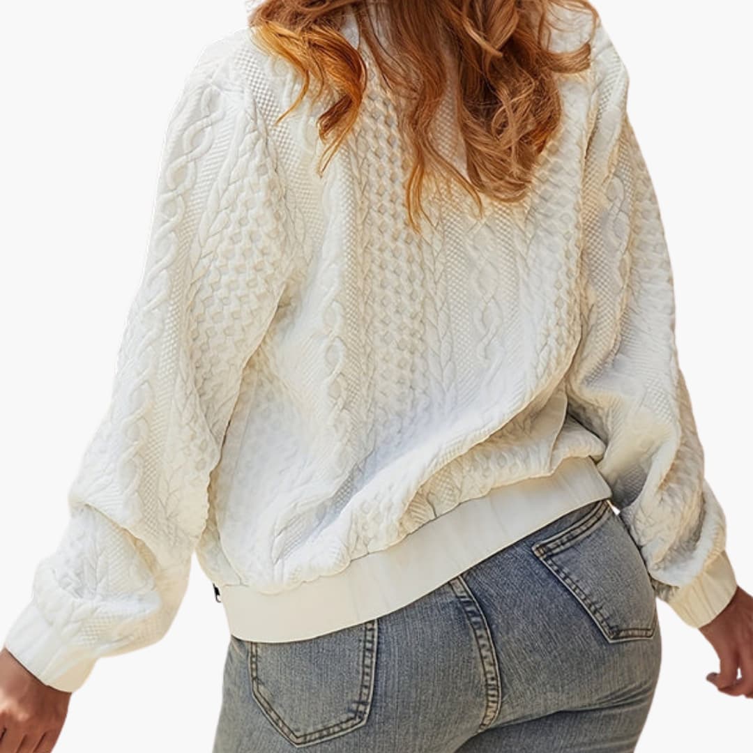Blouson bomber femme texturé à col montant avec fermeture zippée