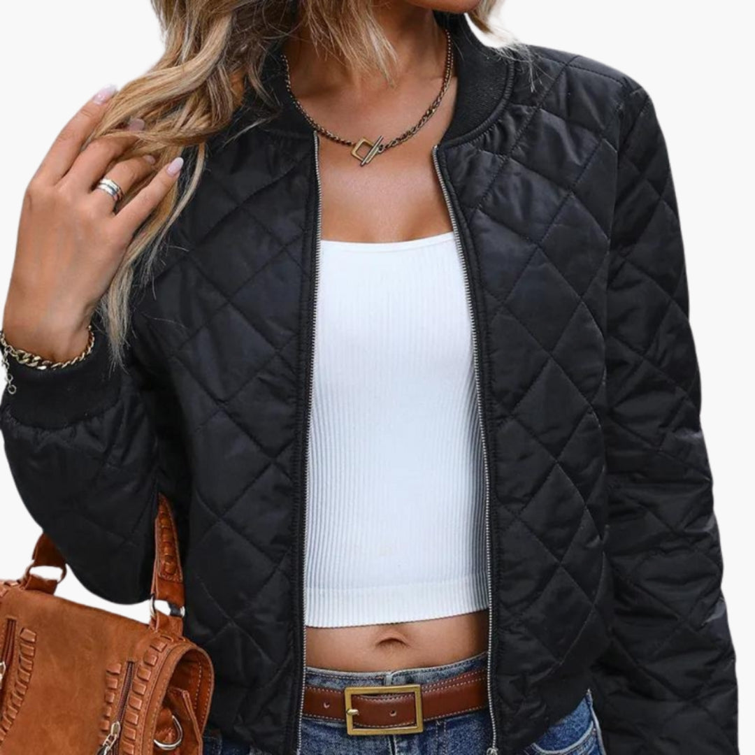 Blouson bomber matelassé femme avec col côtelé
