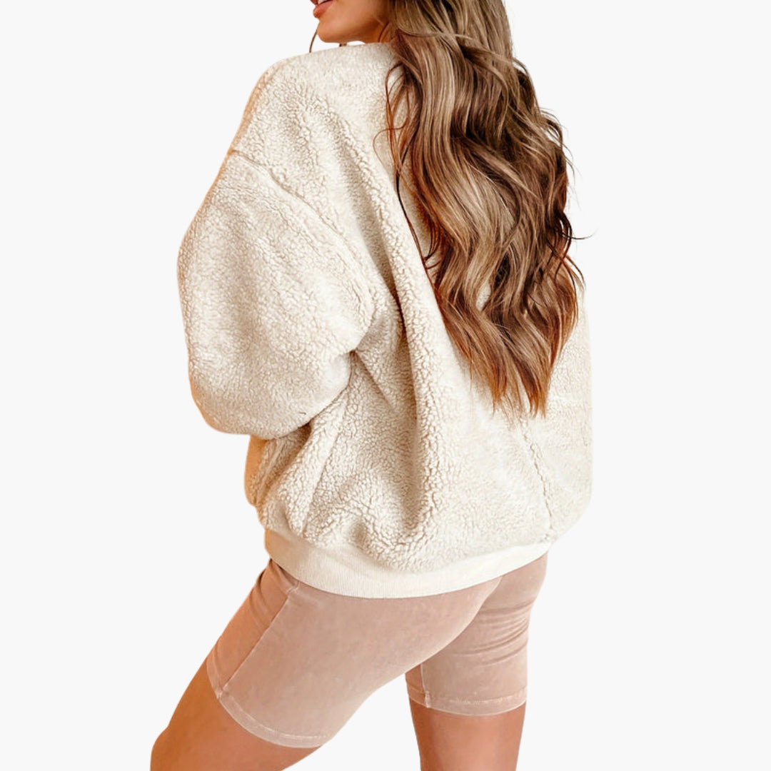 Dame blouson bomber i fleece med lynlås