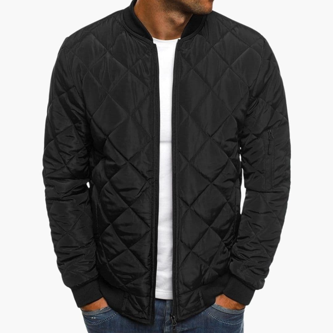 Bomber Homme Matelassé à Fermeture Zippée avec Col