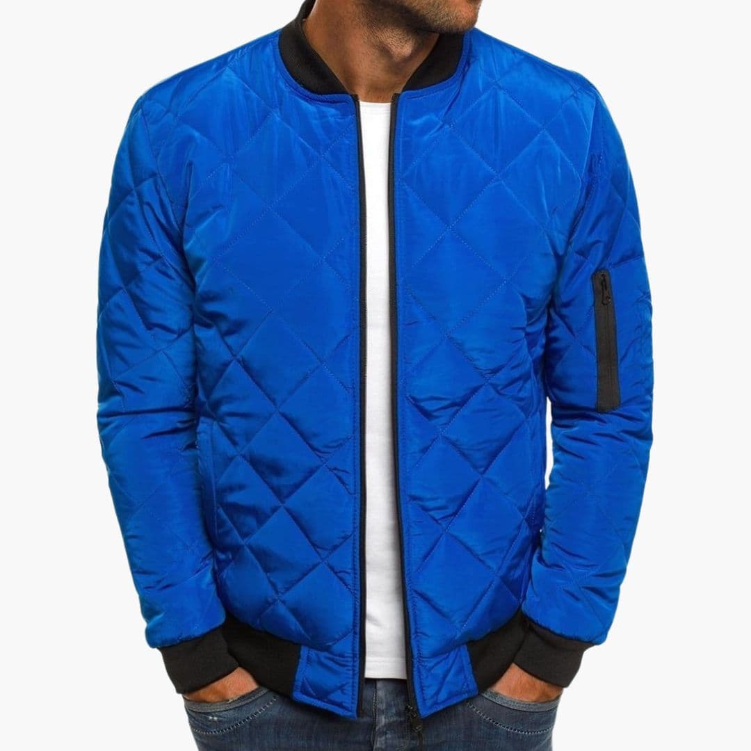 Bomber Homme Matelassé à Fermeture Zippée avec Col