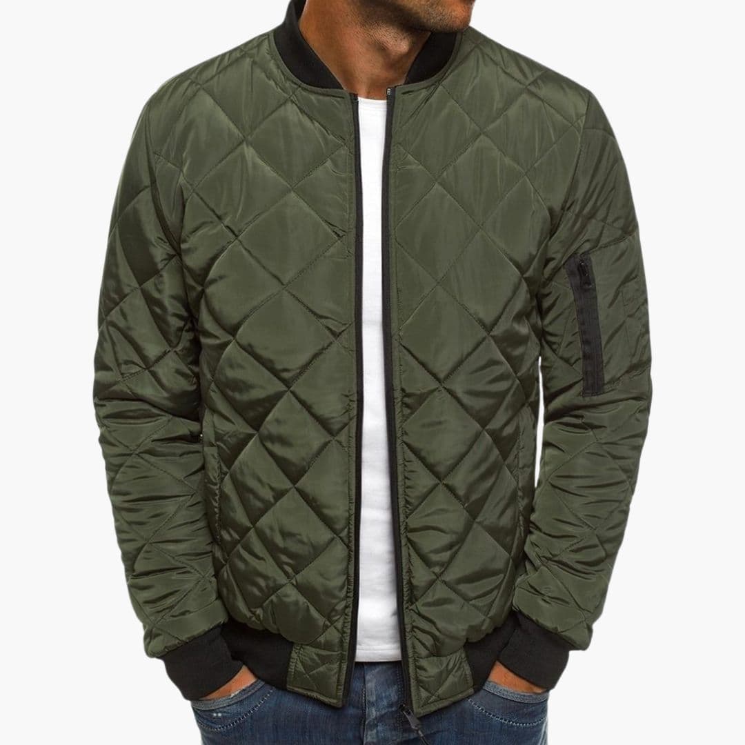 Bomber Homme Matelassé à Fermeture Zippée avec Col