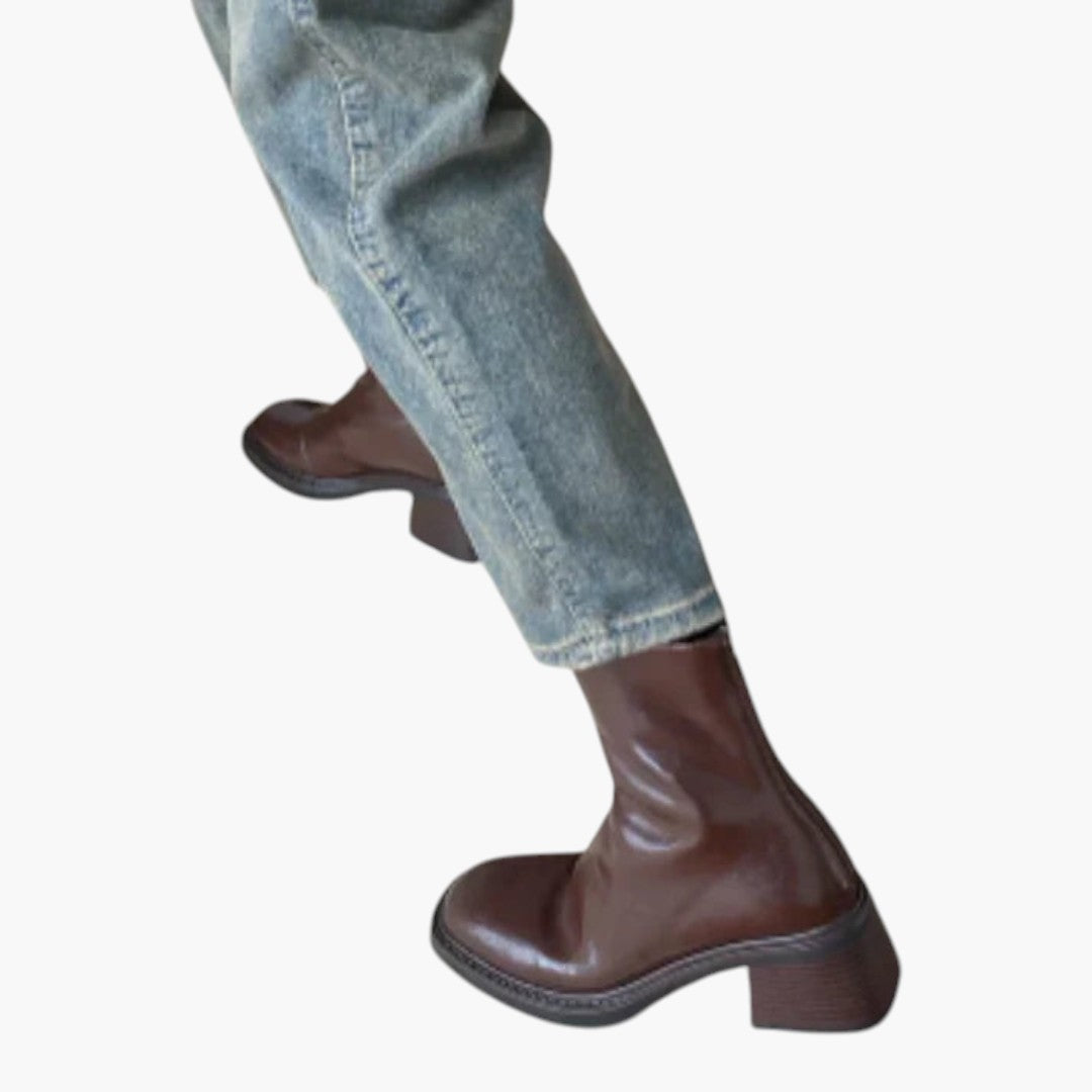 Bottes Cheville Femme avec Bout Carré et Talon Bloc