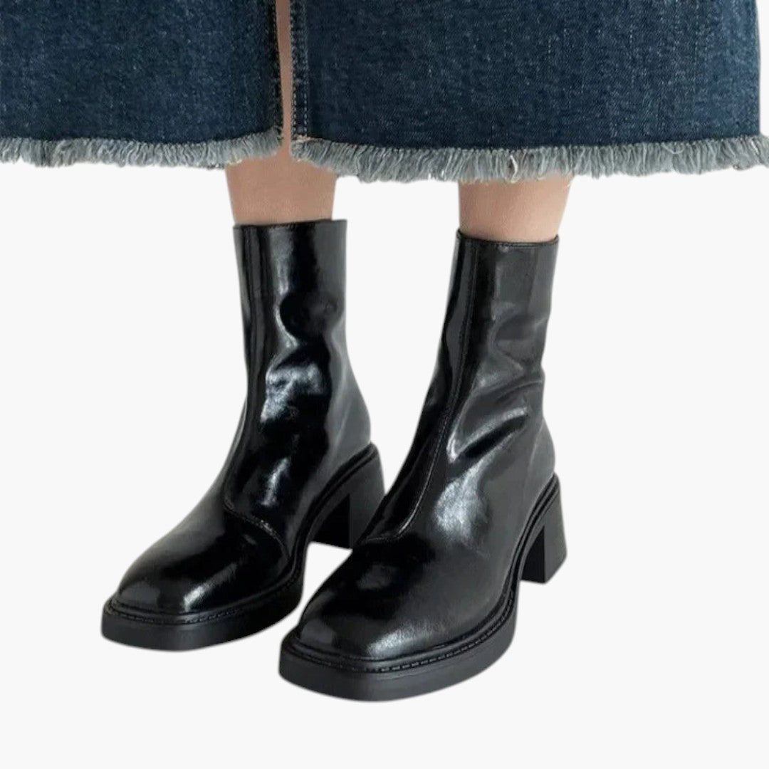 Bottes Cheville Femme avec Bout Carré et Talon Bloc