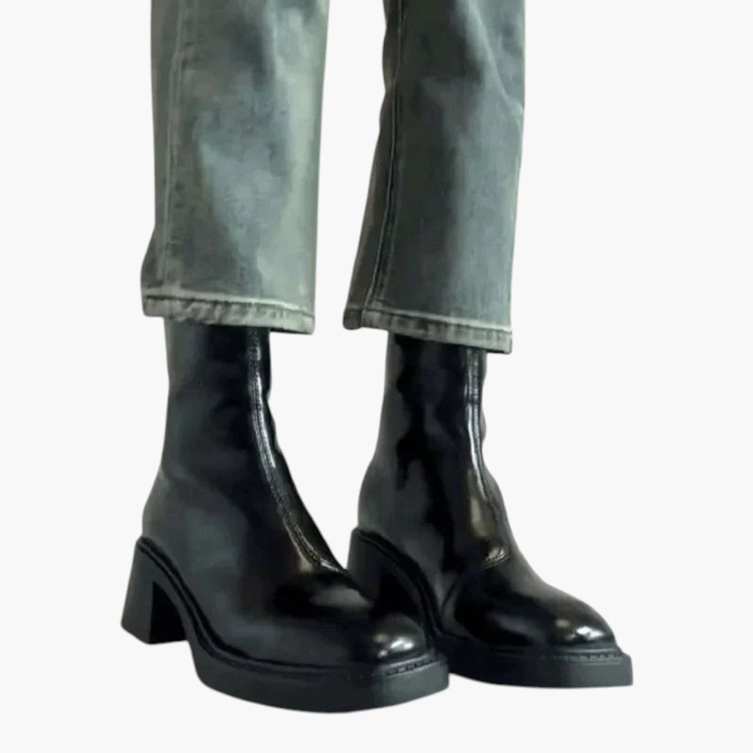 Bottes Cheville Femme avec Bout Carré et Talon Bloc
