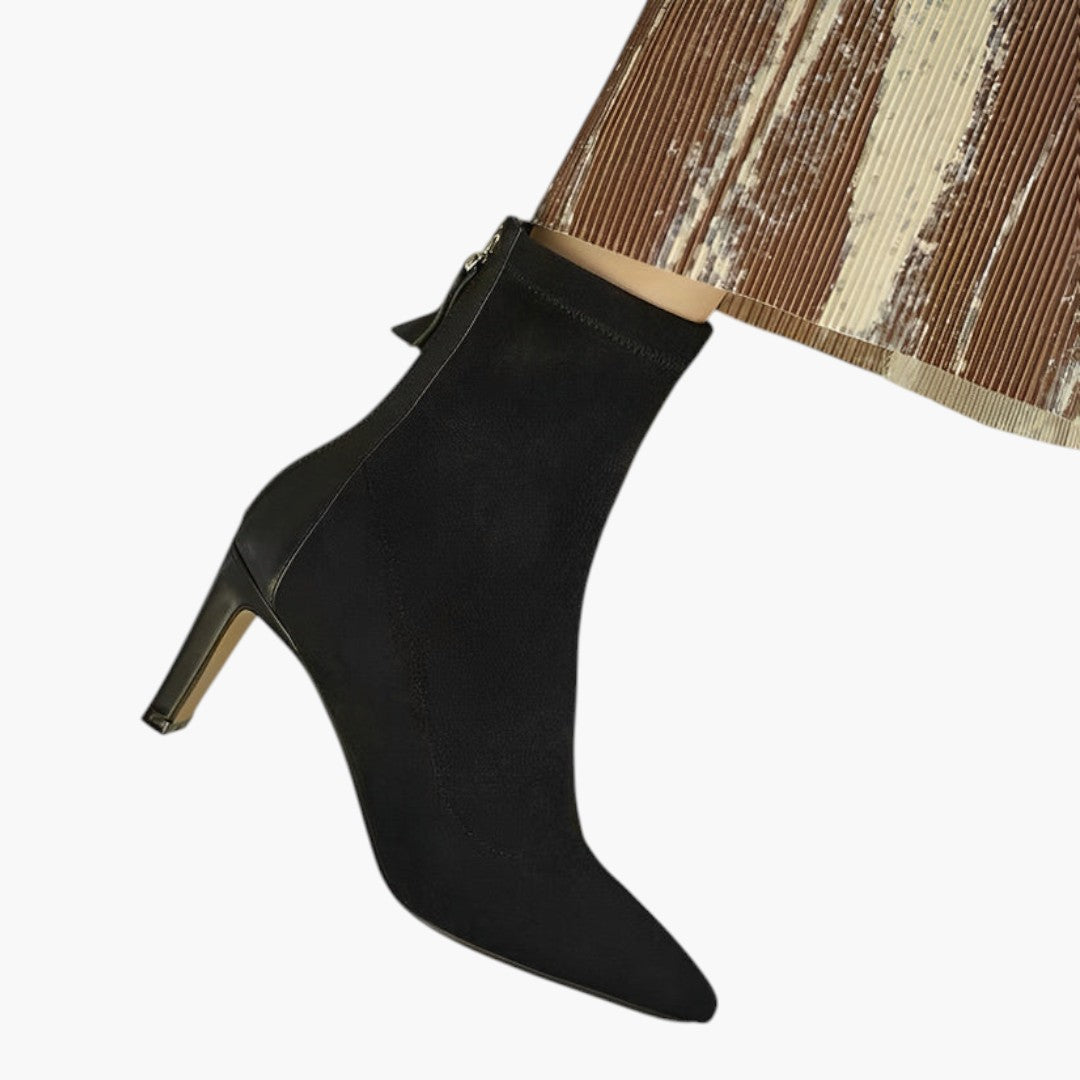 Bottes Cheville Femme avec Bout Pointu et Fermeture Zippée