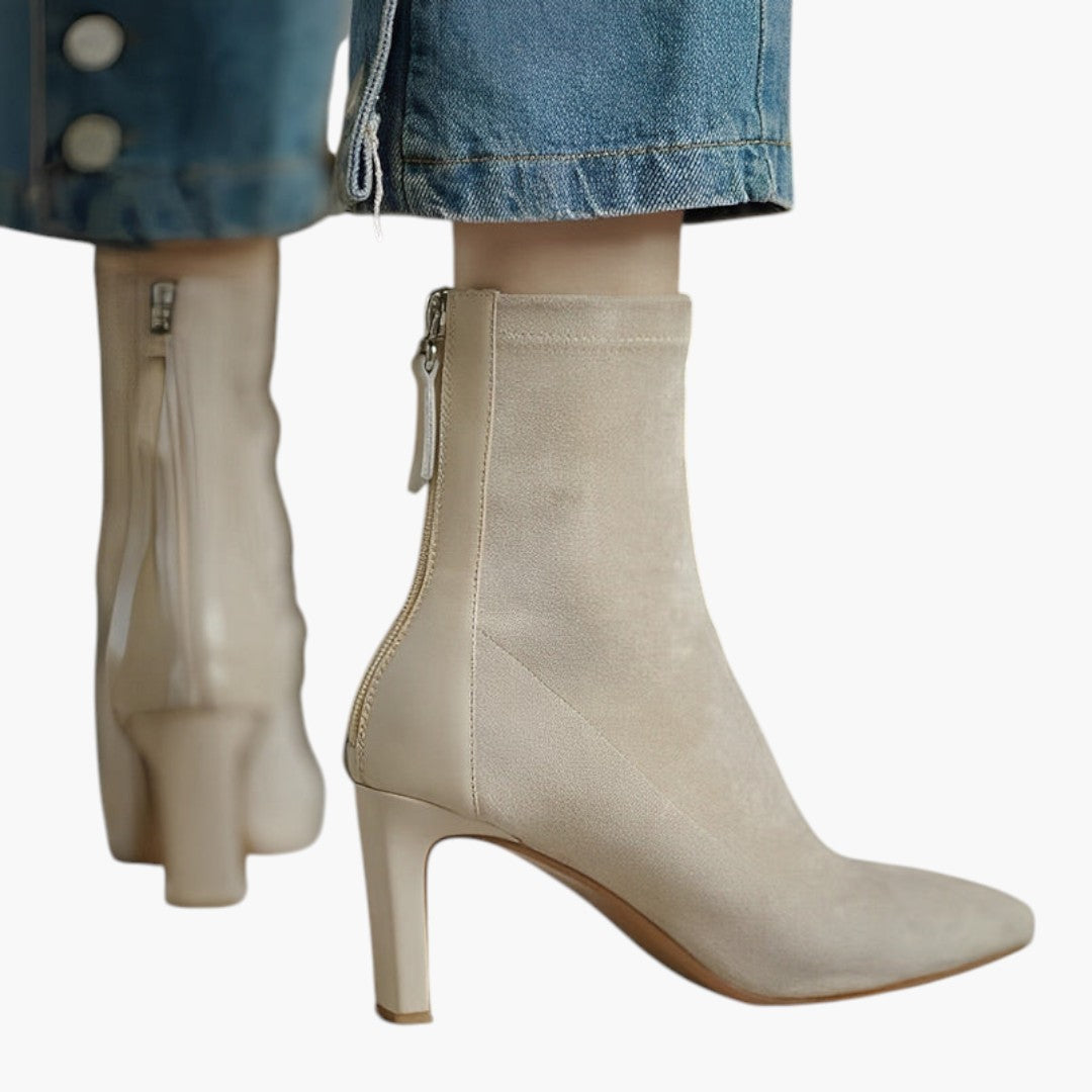 Bottes Cheville Femme avec Bout Pointu et Fermeture Zippée