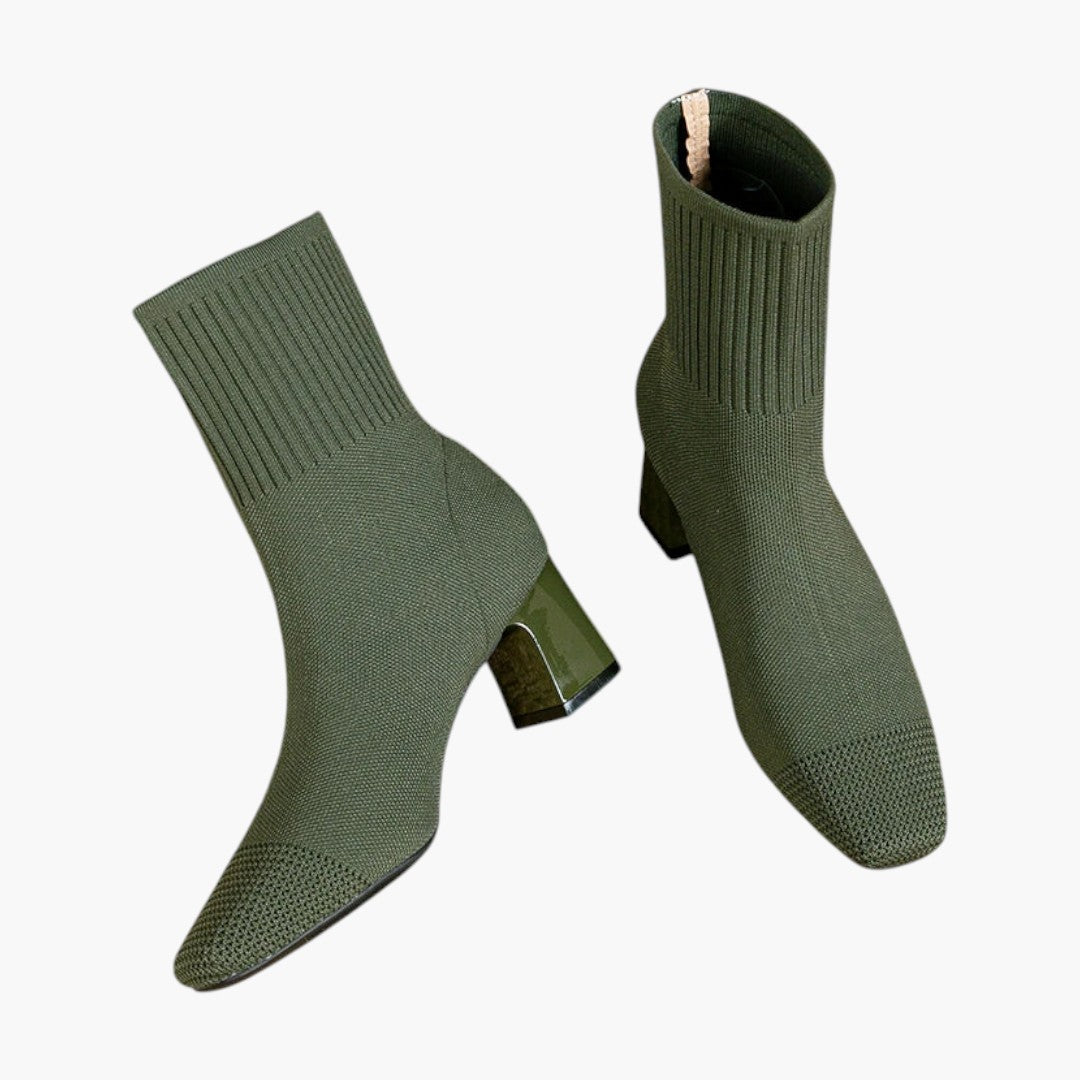 Bottes Confortables Femme avec Talon Haut et Surface Texturée