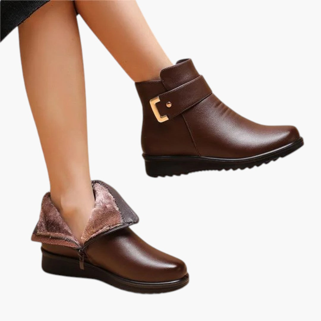 Bottes Orthopédiques Femme avec Semelle Soutien et Cuir