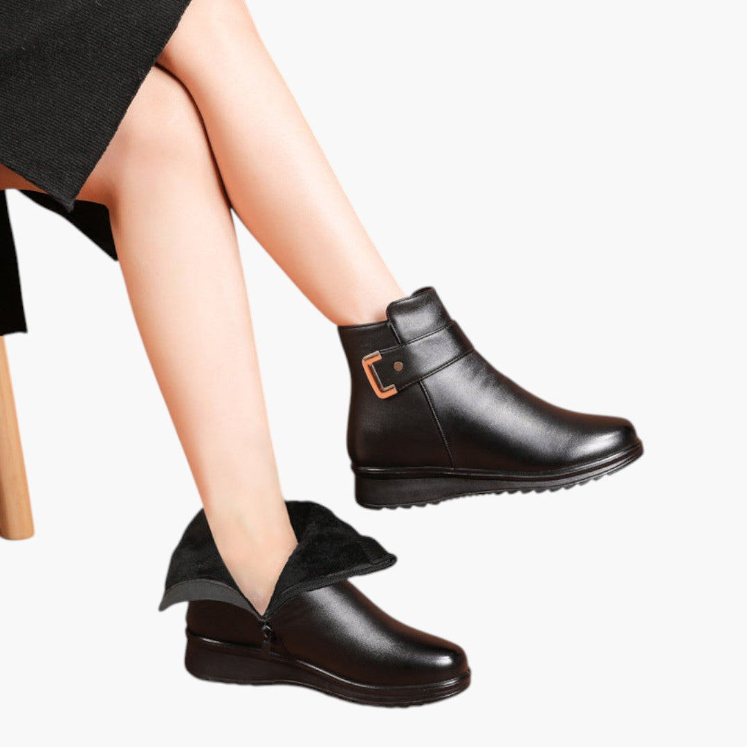 Bottes Orthopédiques Femme avec Semelle Soutien et Cuir