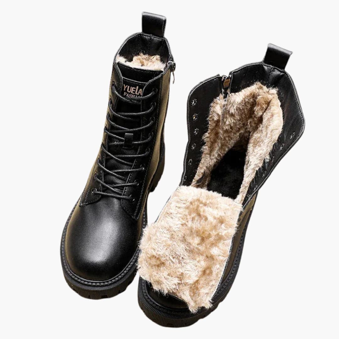 Bottes à lacets pour femmes avec fermeture éclair latérale et semelle épaisse