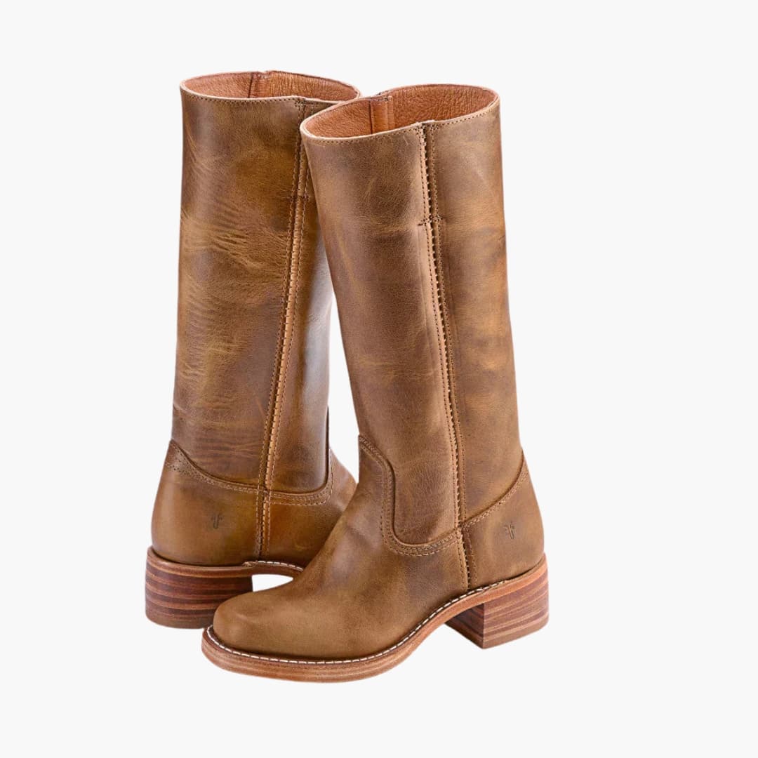 Bottes femme hautes avec talon bloc et surpiqûres