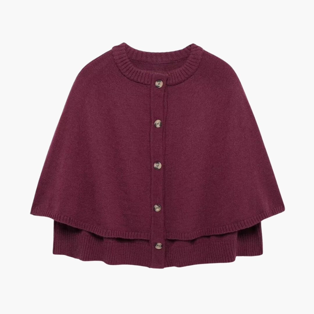 Cape Cardigan Femme Maille avec Boutons