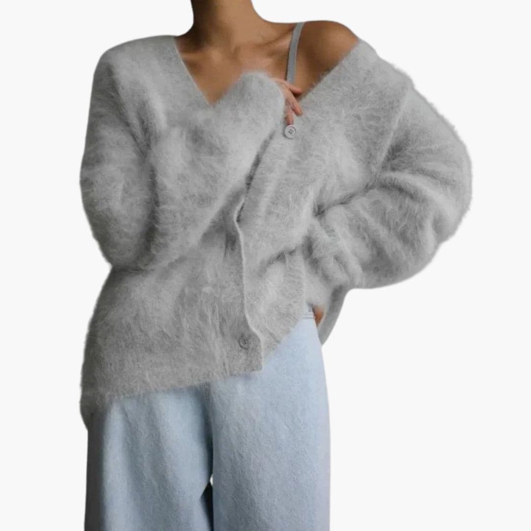 Cardigan femme à col V et fermeture à boutons