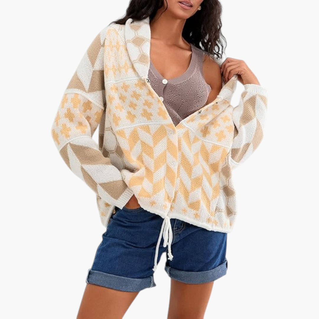 Damen-Cardigan mit Knopfleiste und langen Ärmeln
