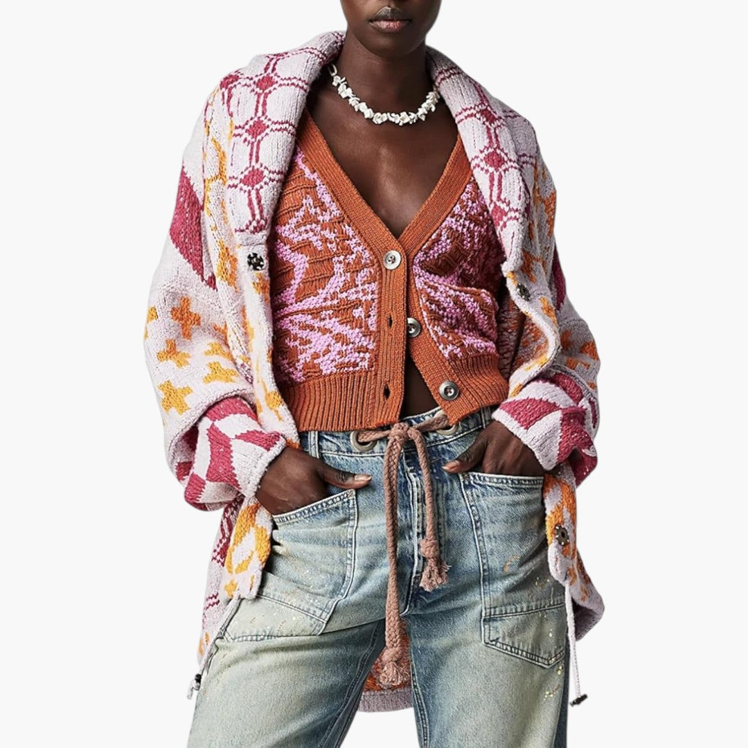 Damen-Cardigan mit Knopfleiste und langen Ärmeln