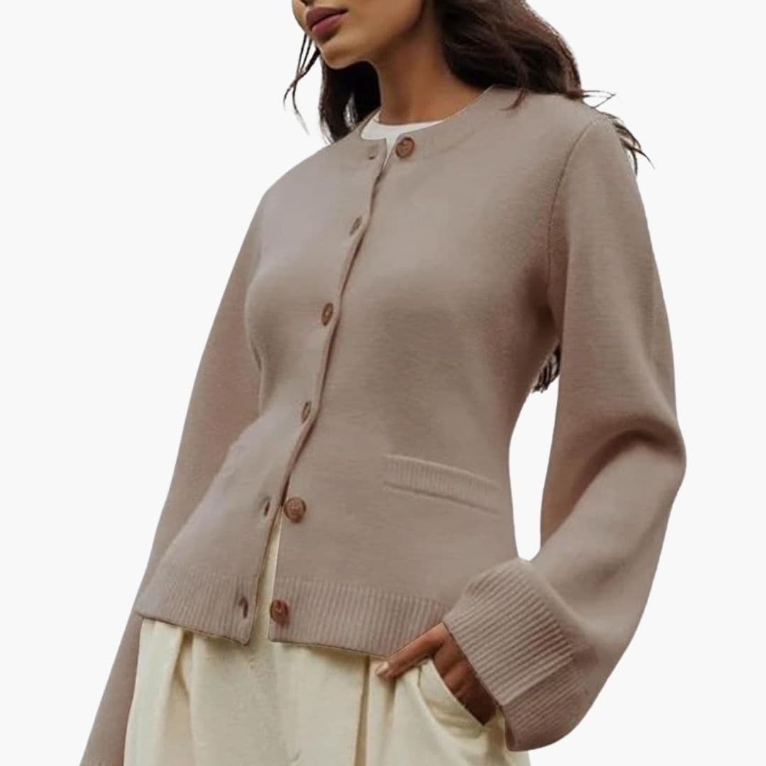 Cardigan femme à manches évasées et fermeture à boutons