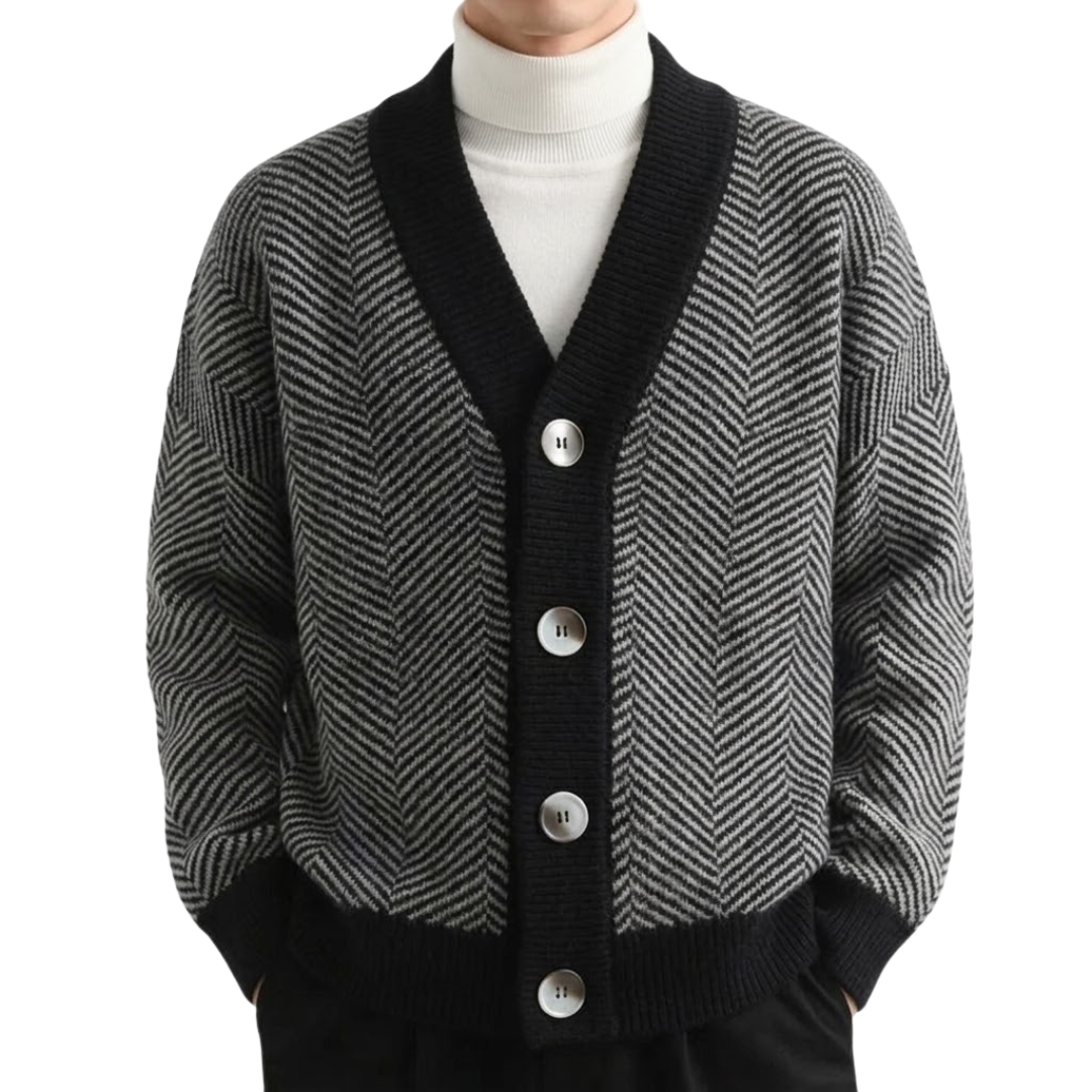 Cardigan homme en maille avec col V