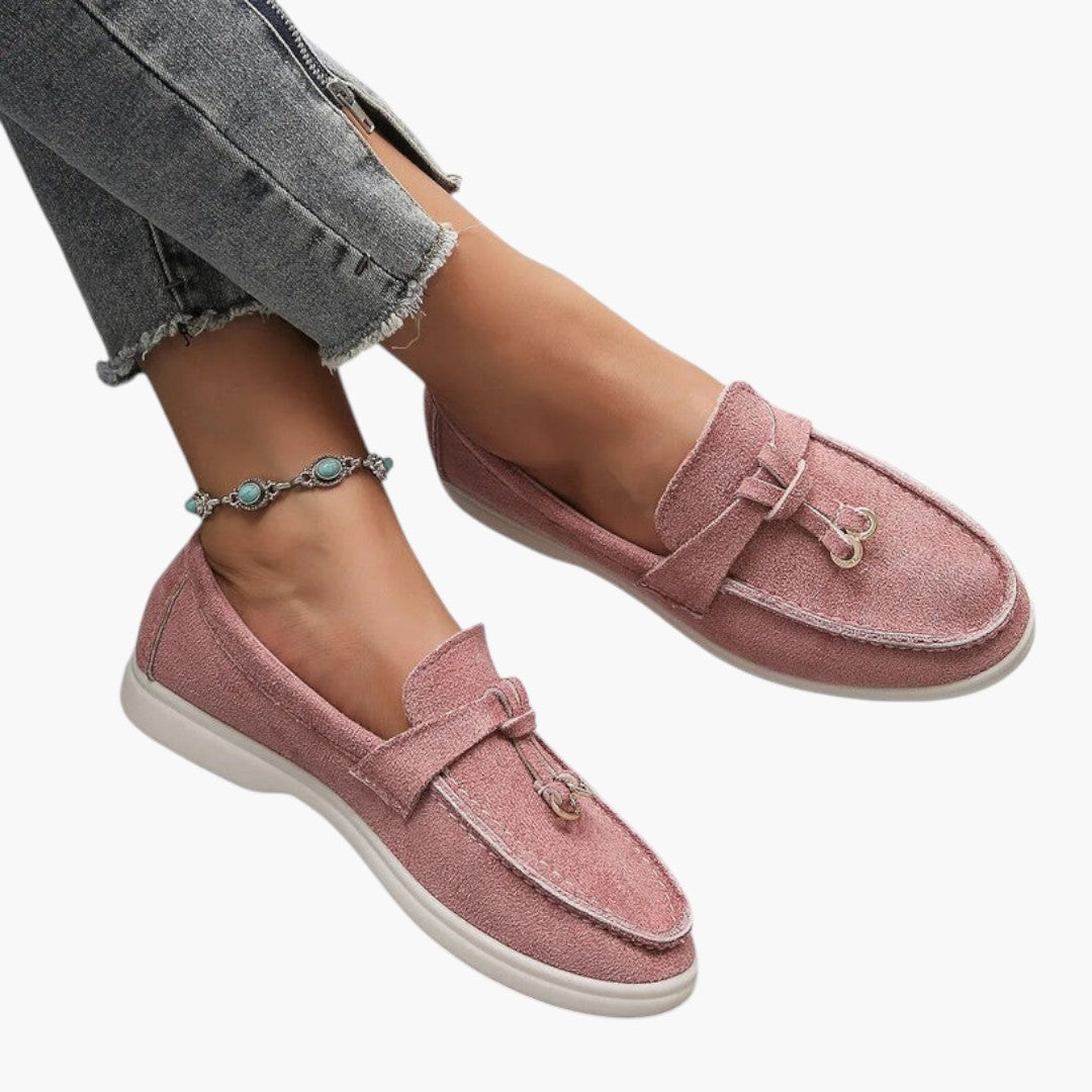 Damen Mokassins mit Veloursleder-Finish und flacher Sohle