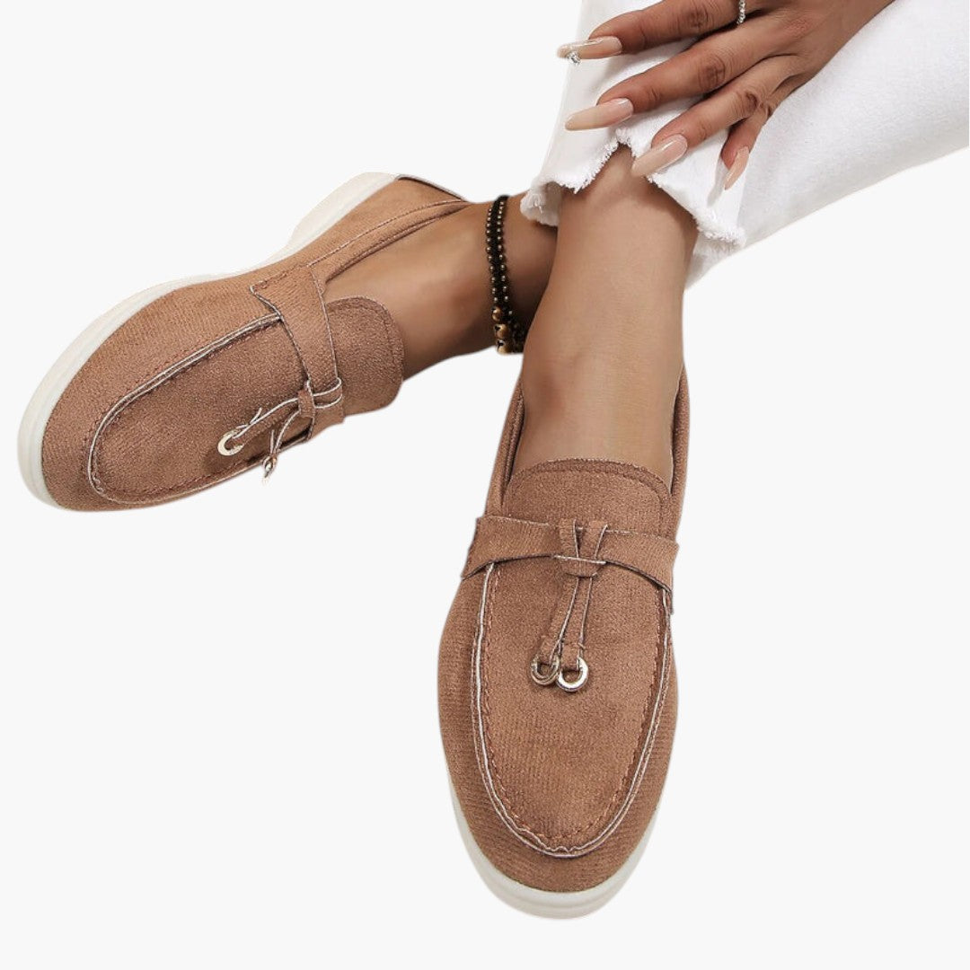 Damen Mokassins mit Veloursleder-Finish und flacher Sohle