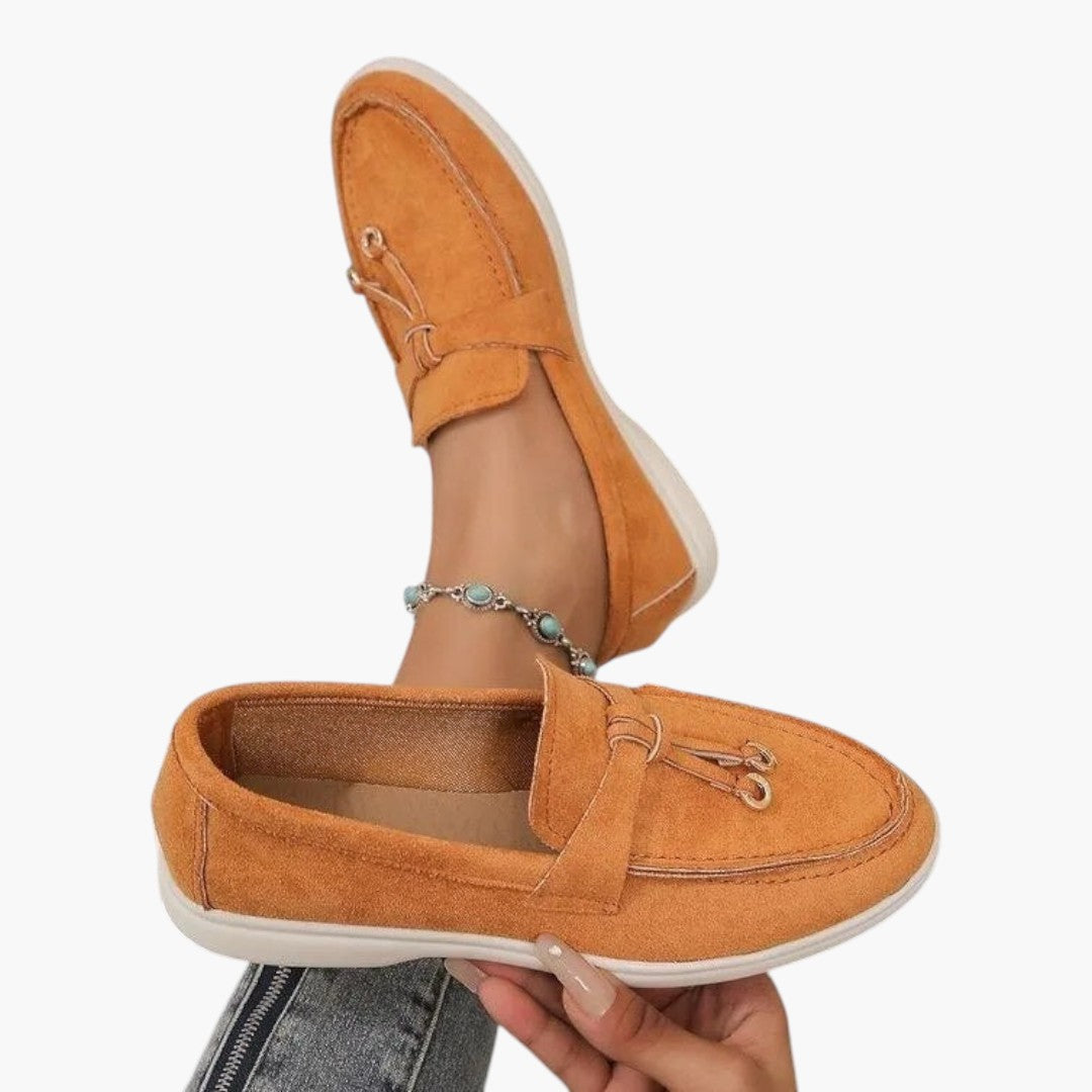 Damen Mokassins mit Veloursleder-Finish und flacher Sohle