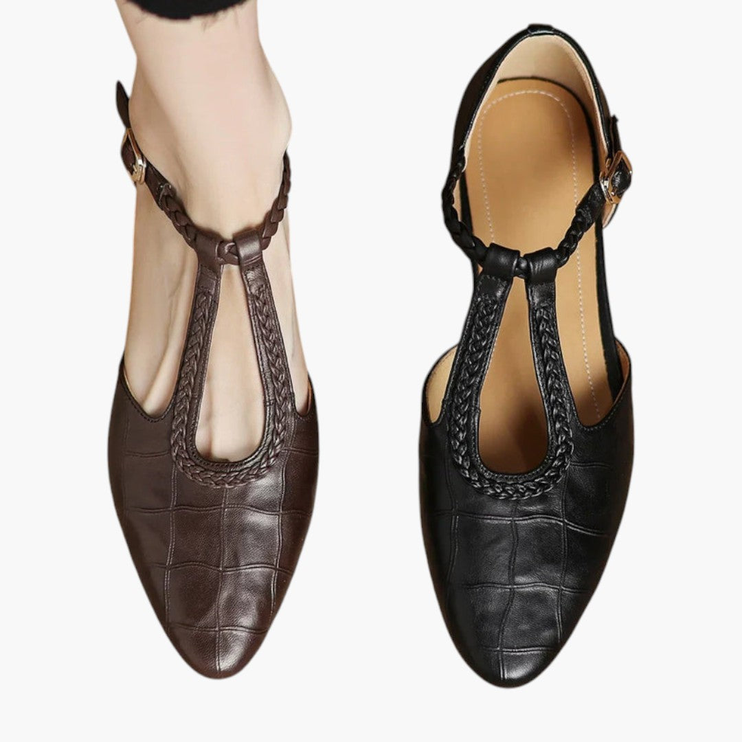 Chaussures Femme Plates avec Bride Tressée et Bout Pointu