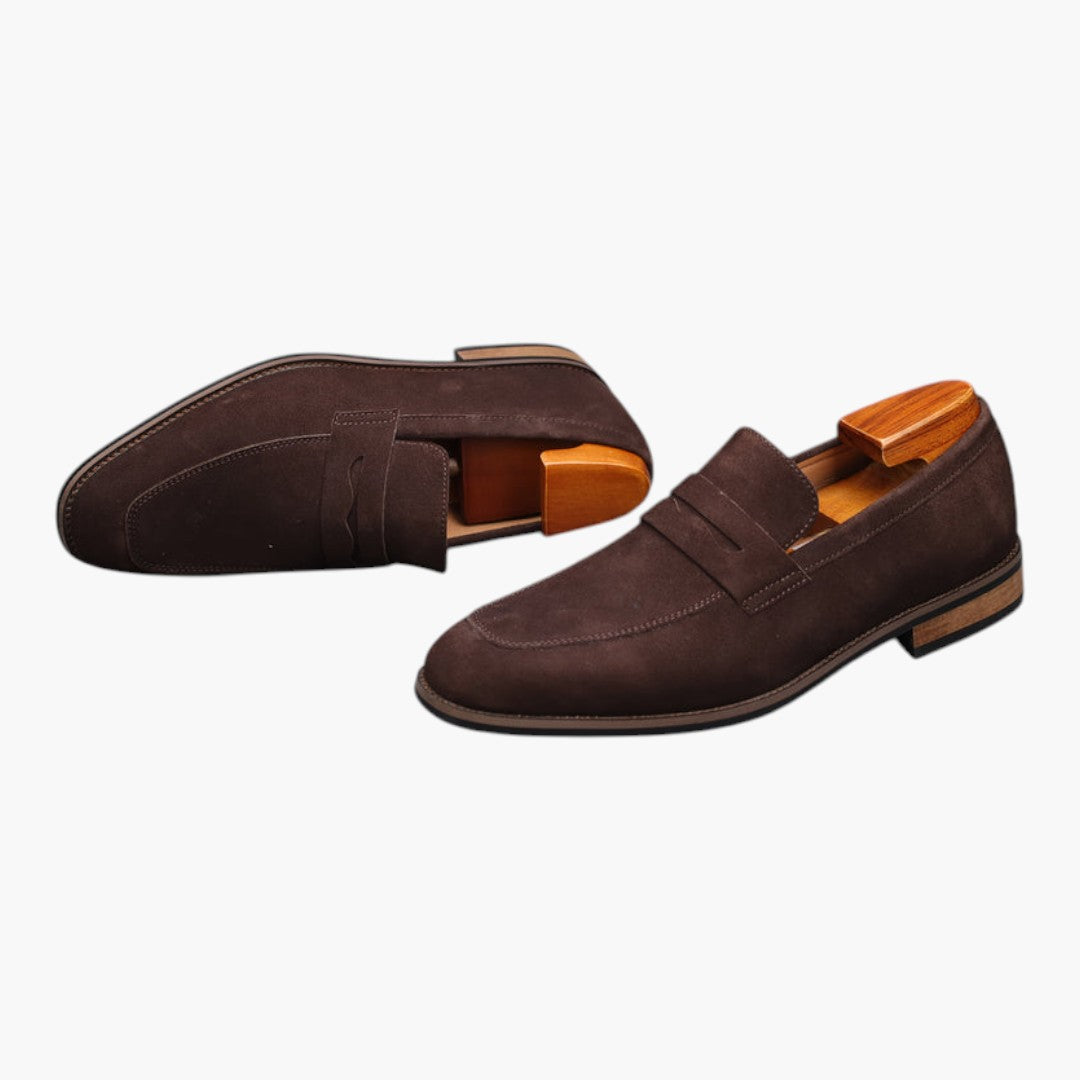 Scarpe Uomo Slip On con Punta Tonda e Suola in Gomma