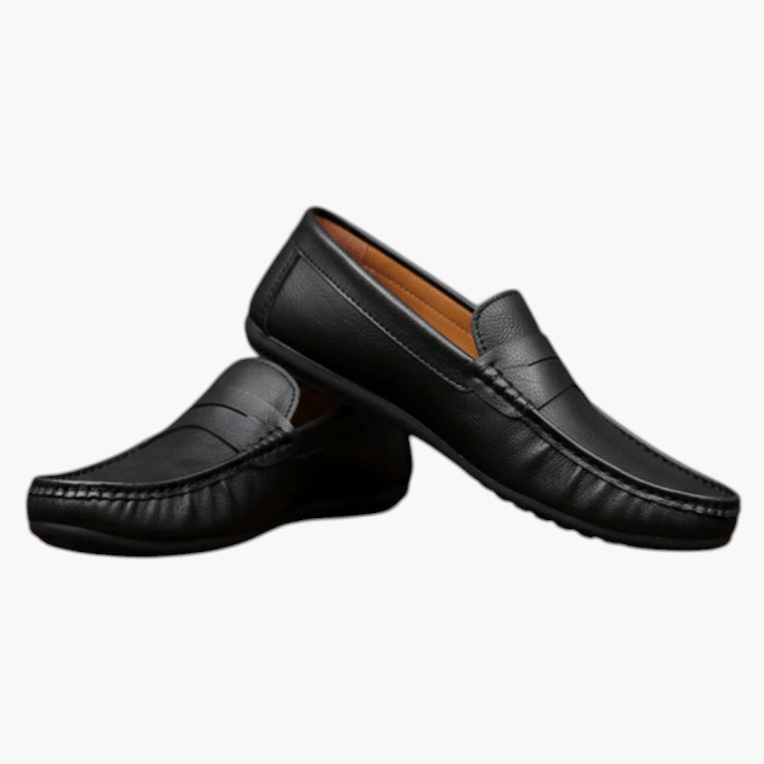 Scarpe Uomo Slip On con Suola in Gomma e Punta Tonda