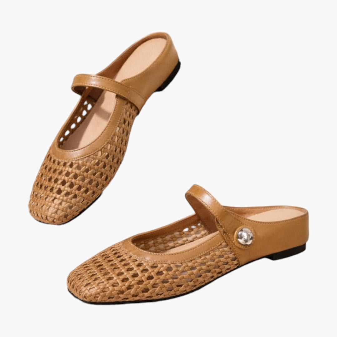 Women's Mule Shoes with Braided Upper and Strap