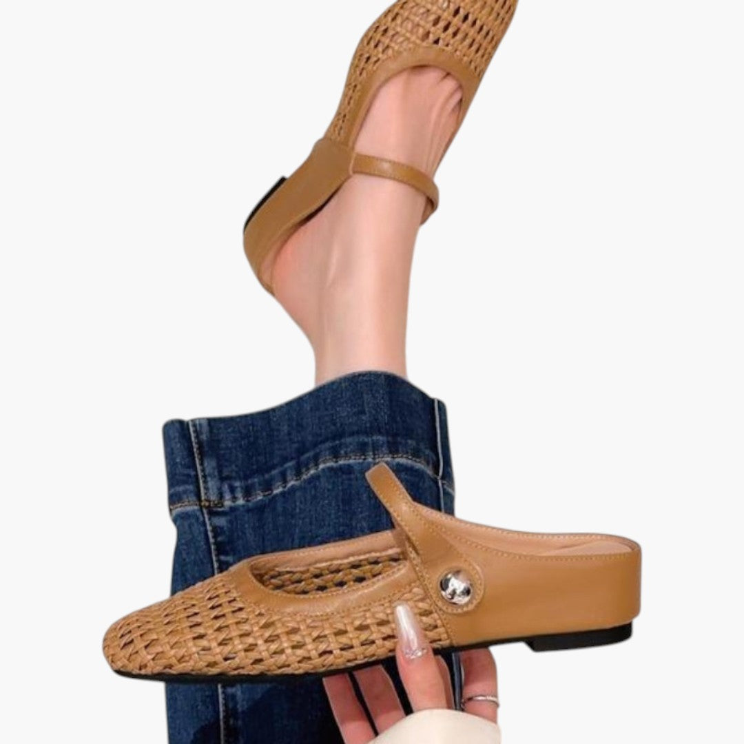 Women's Mule Shoes with Braided Upper and Strap