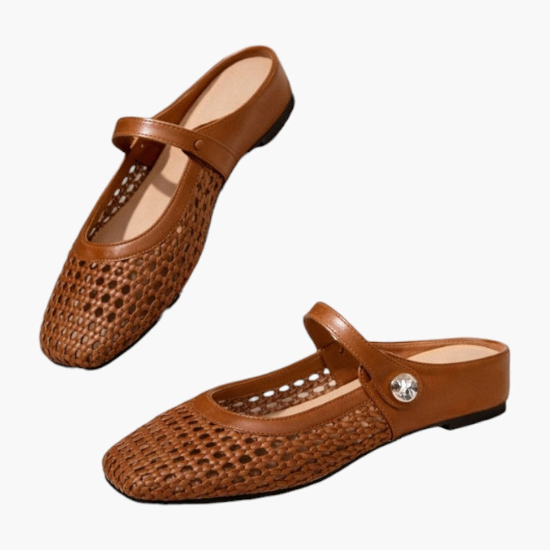 Women's Mule Shoes with Braided Upper and Strap