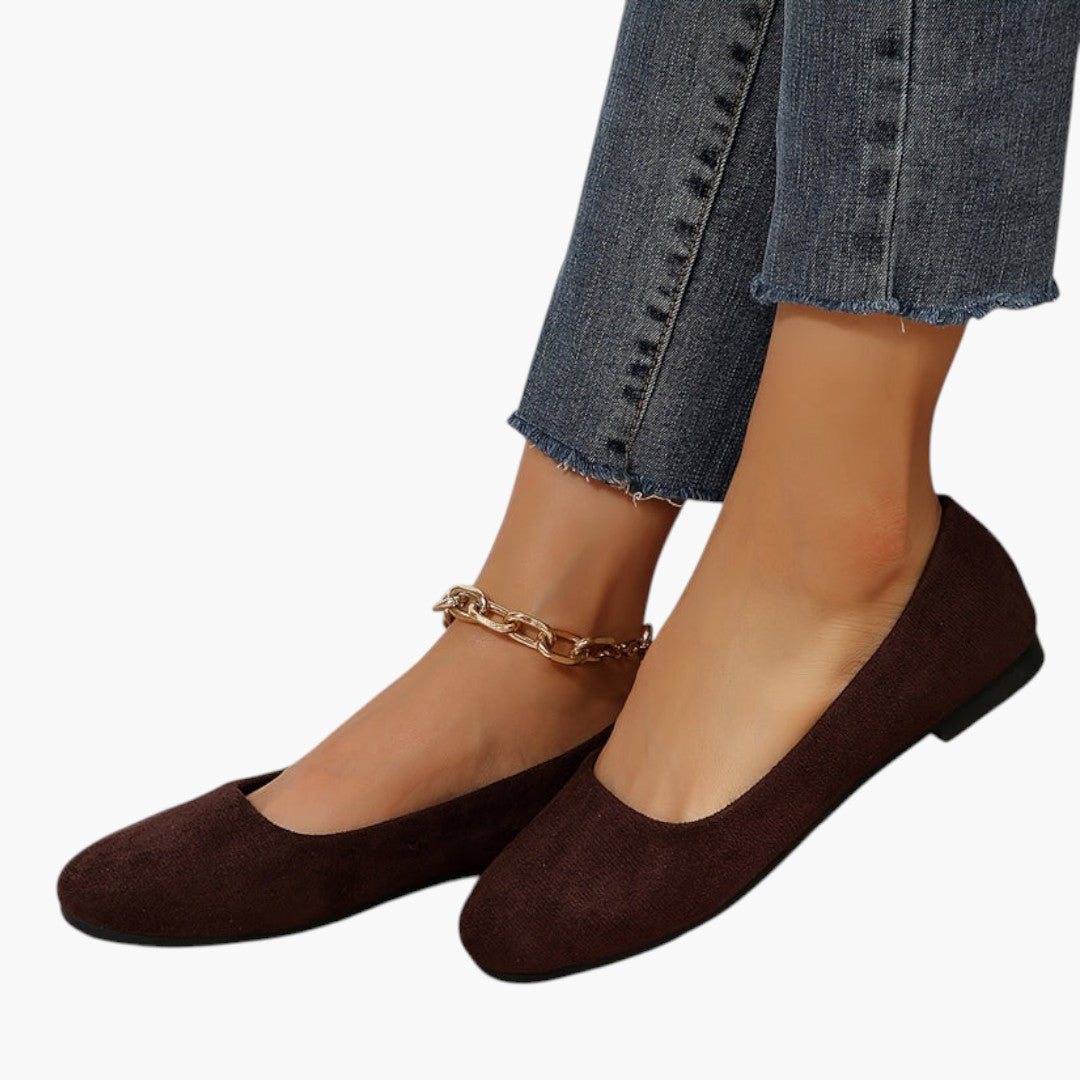 Chaussures Plates Femme avec Enfilage Facile et Bout Uni