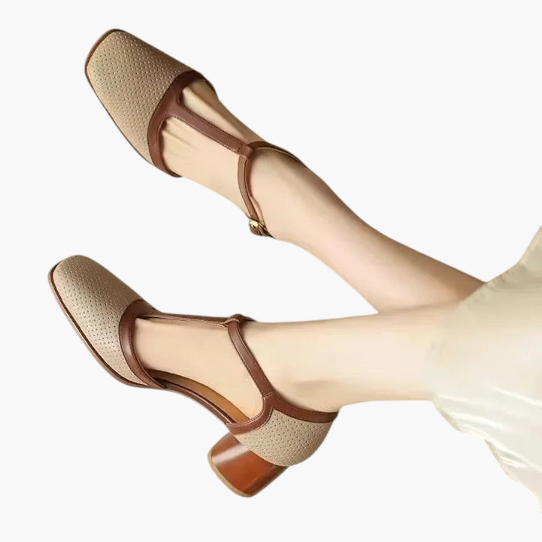 Chaussures à Talons Moyens Femmes avec Bout Carré et Sangle T