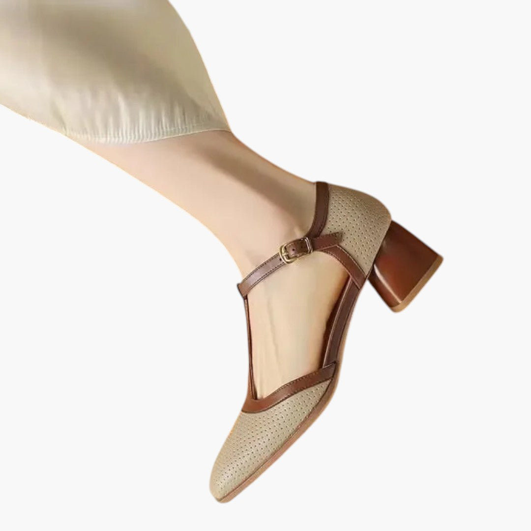 Chaussures à Talons Moyens Femmes avec Bout Carré et Sangle T