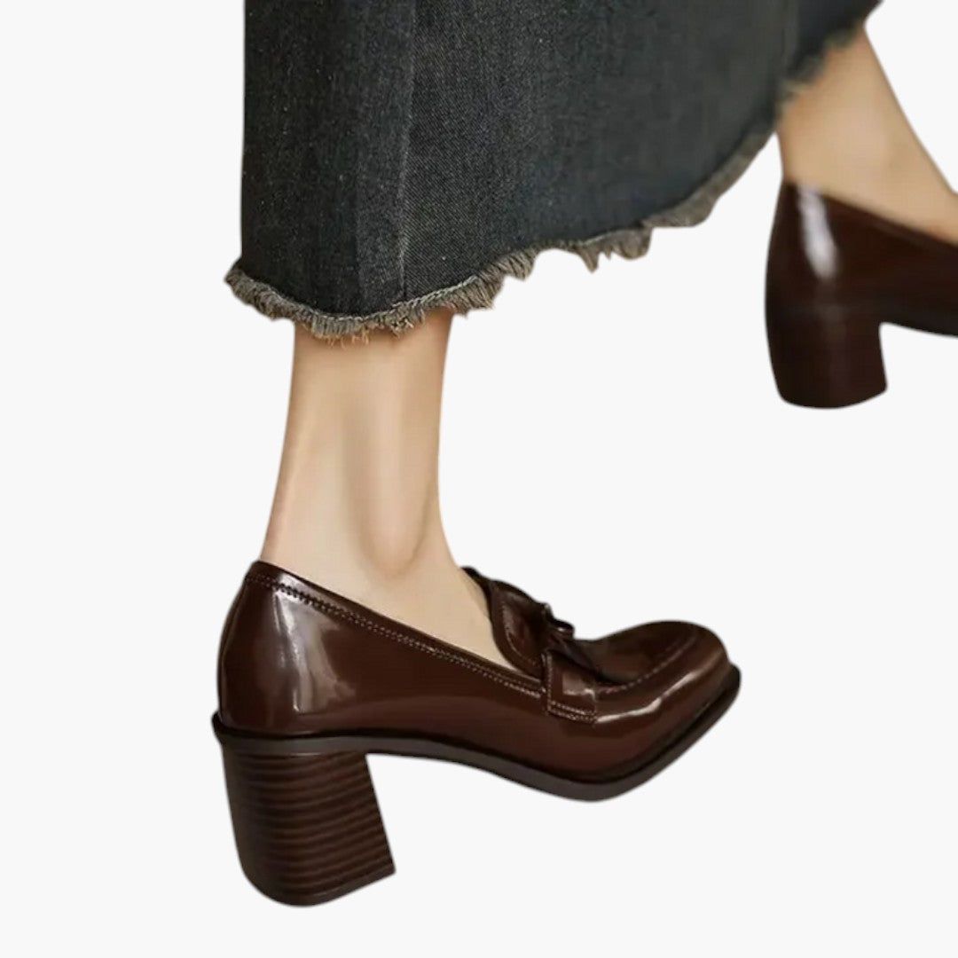 Scarpe con tacco a blocco da donna con suola in gomma