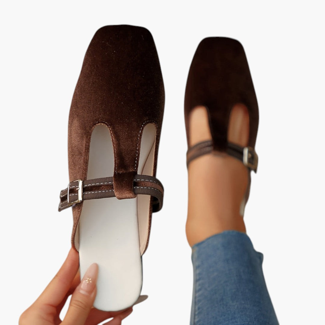 Chaussures plates femme avec bride et bout carré