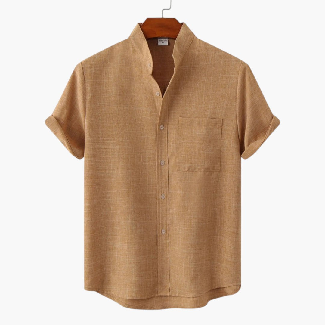 Camicia Uomo con Collo Alto e Maniche Corte