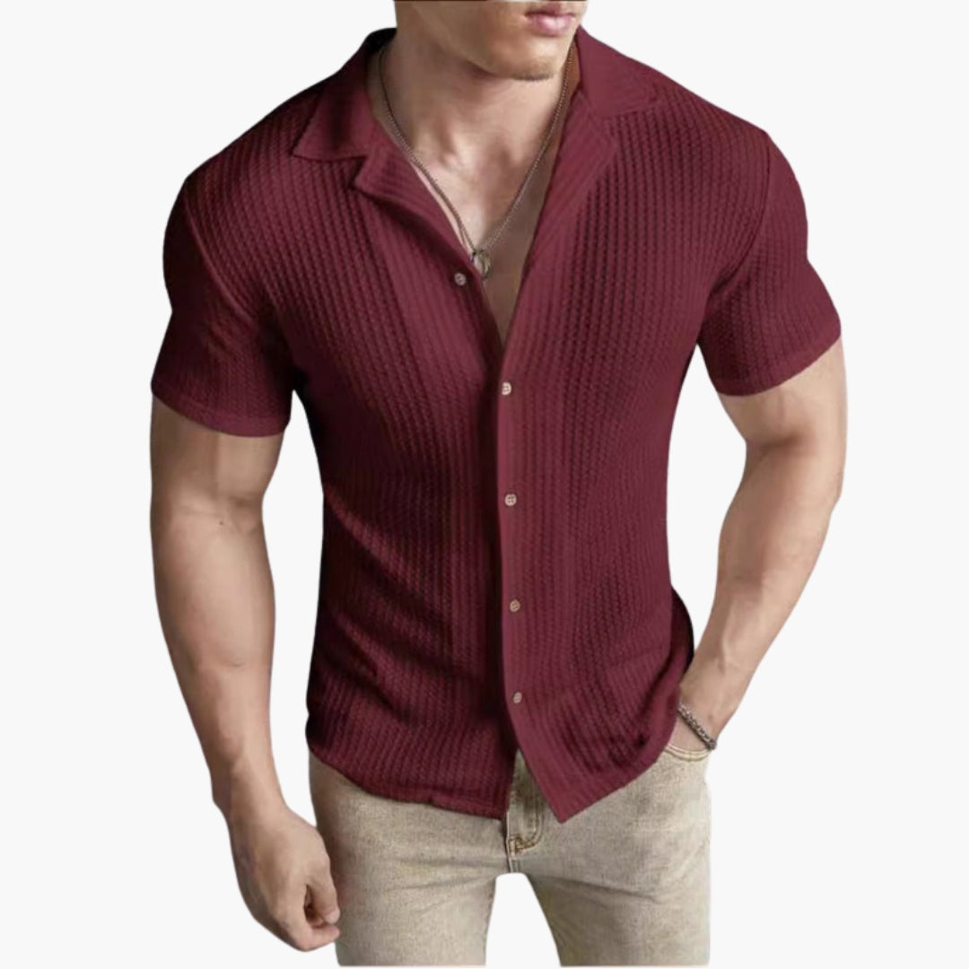 Chemise Homme avec Col Ouvert et Surface Texturée